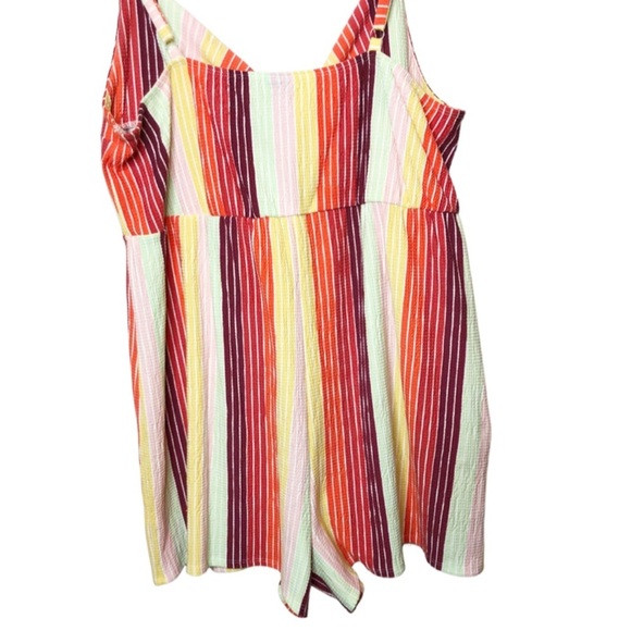 Wild Fable Colorful Rainbow Striped Front Knot Spaghetti Strap Romper - Picture 12 of 16
